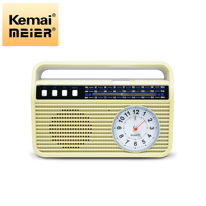 Retro Multi-Band Real Wooden Rechargeable Radio MP3 Player and Clock Radio