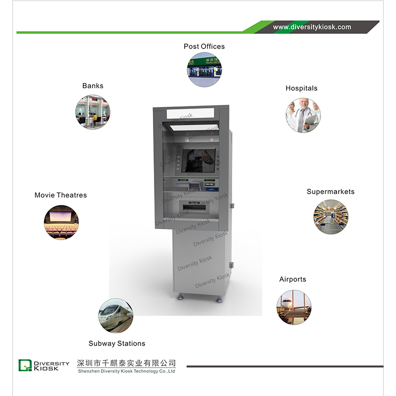 Self Currency Exchange Dispenser ATM Cash Machine Touch Screen Kiosk with Cash Receiver