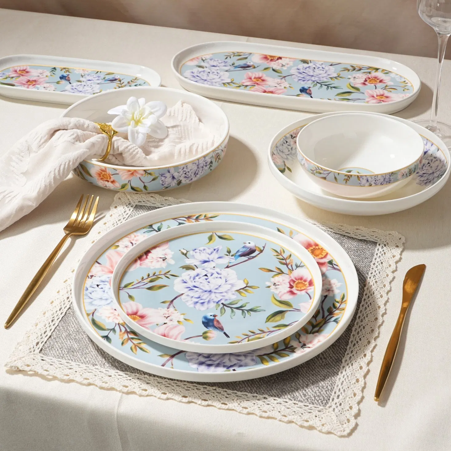 29 PCS Custom Floral Factory Direct Wholesale Cheap Price Ceramic Dinnerware Set
