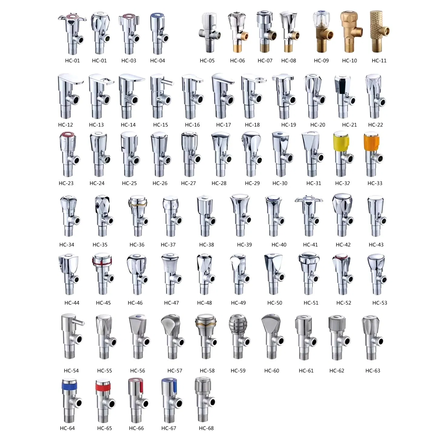 High Quality Brass Bathroom Accessories Triangle Hot Cold Water Valves Thicken Stop Water Angle Valve