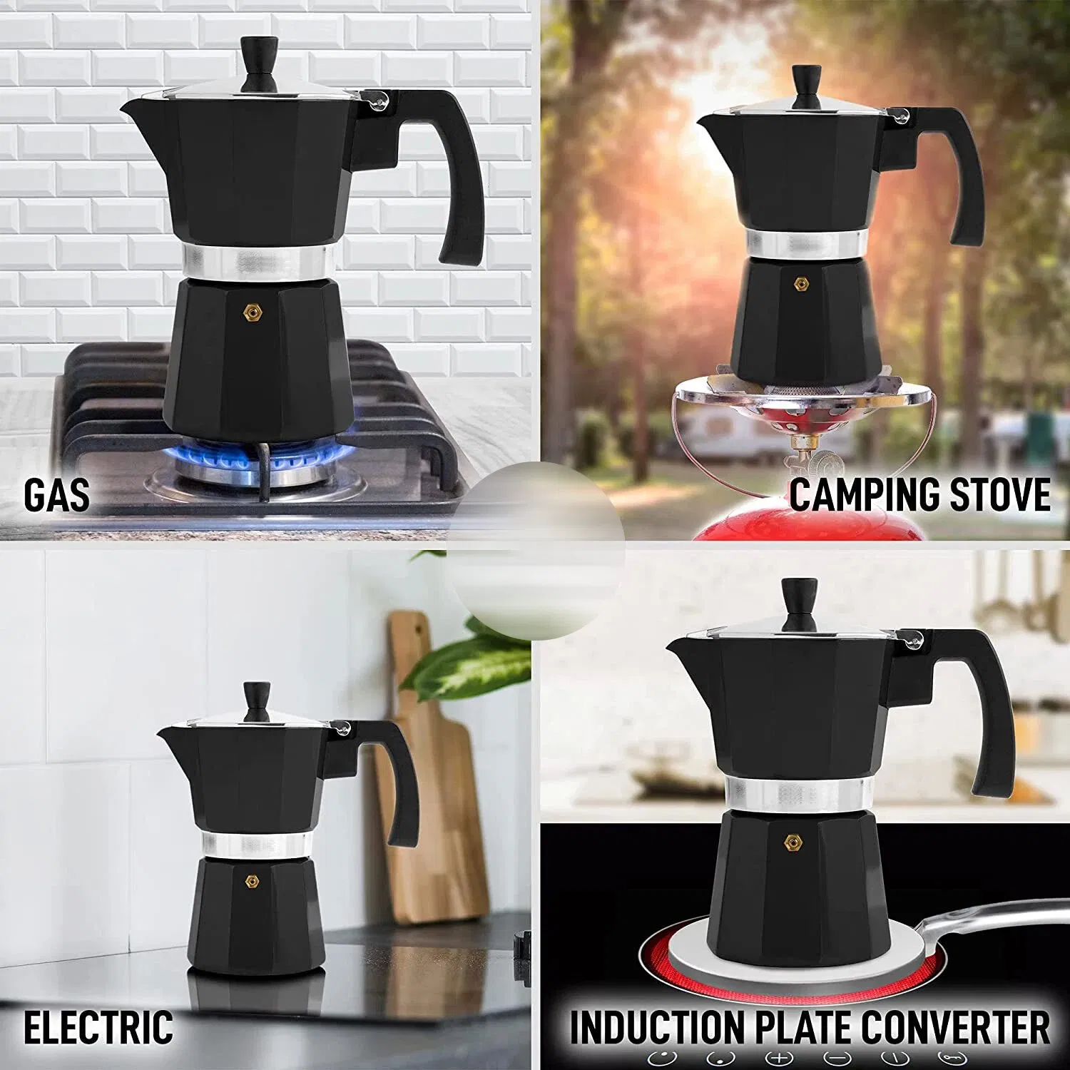 6 Cup Stovetop Espresso Maker Aluminium Coffee Machine Cafetera Italiana Manual Moka Pots