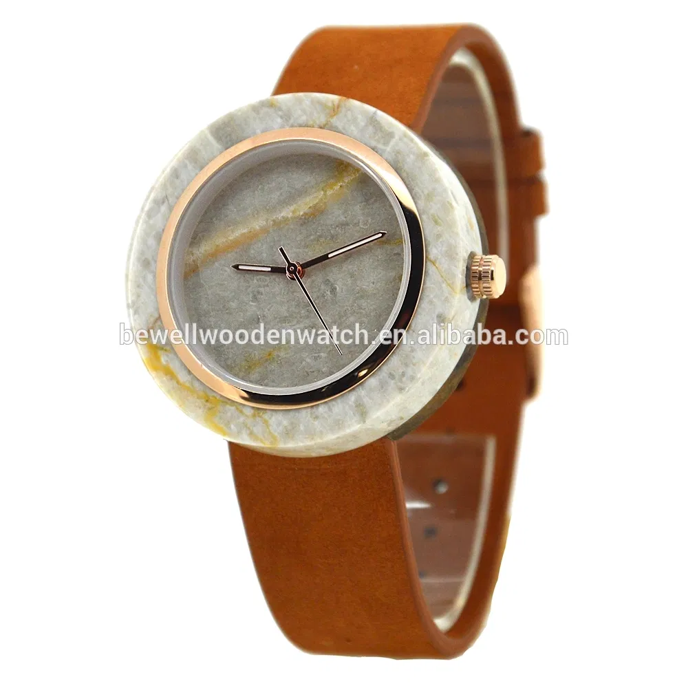 Bewell Natural Marble Watch Leather Strap for Men and Women Custom Watch with Private Label Ladies Watch Wristwatches
