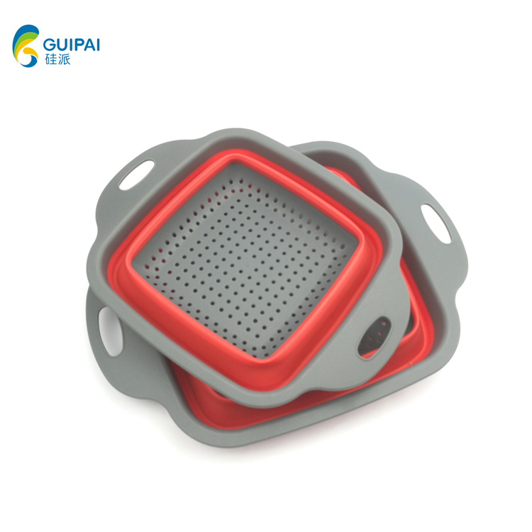 Kitchenware Silicone Colander Folding Silicone Collapsible Basket Strainer