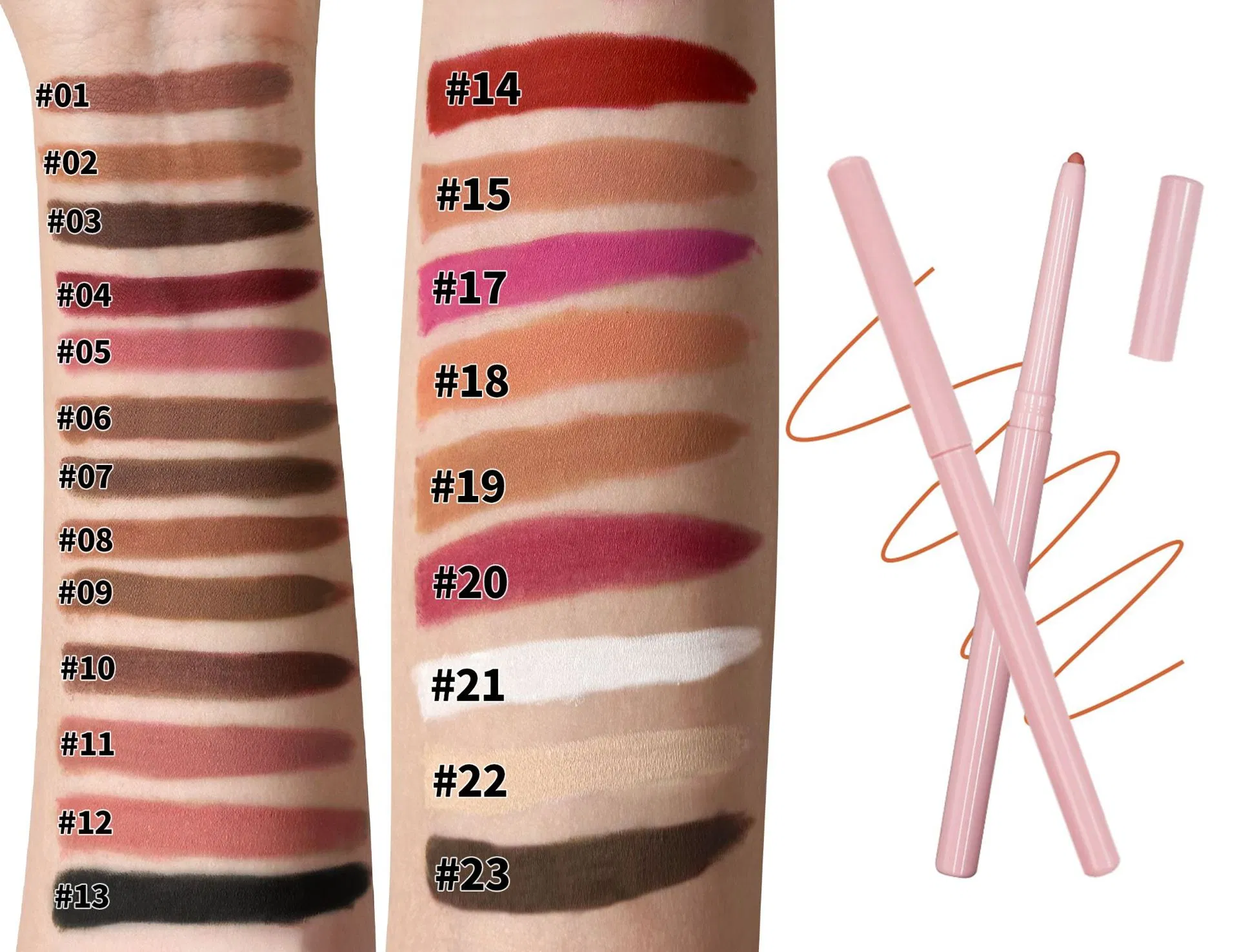 Custom Logo Pink Vegan Creamy Matte Lipliner Brown Nude Twist up Lip Liner Pencil