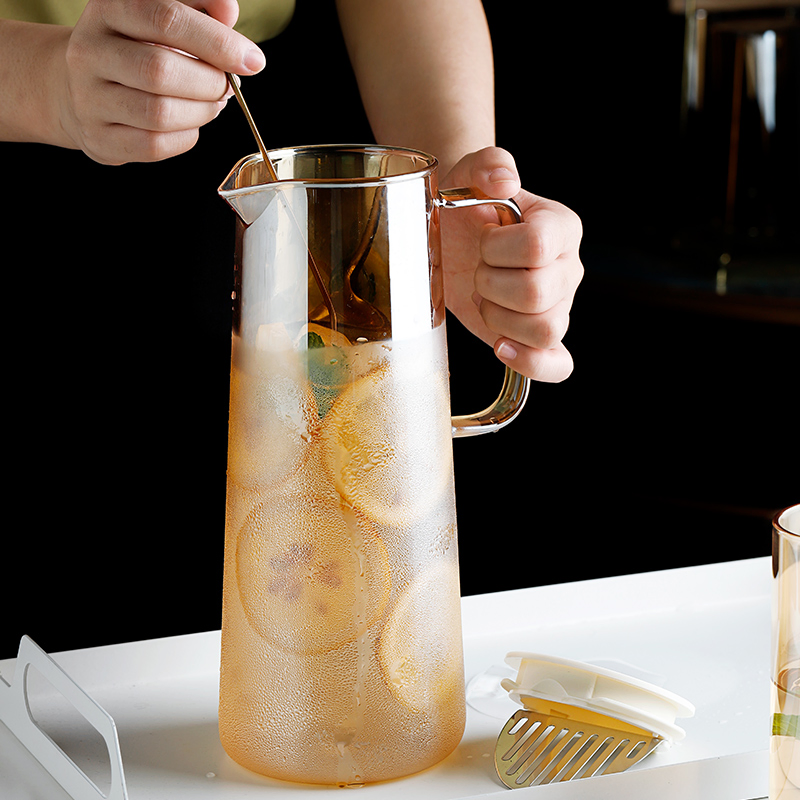 Wholesale Glass Drinkware Drinking Water Jug Set Glassware with Cups Tumbler Stemware Amber Color for Wedding