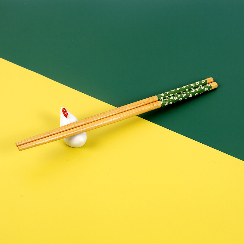 Reusable Natural Bamboo Chopsticks Japanese Style Floral Print Chopsticks Eco-Friendly Disposable Hot Pot Bamboo Chopstick Printed Fancy Bl21165