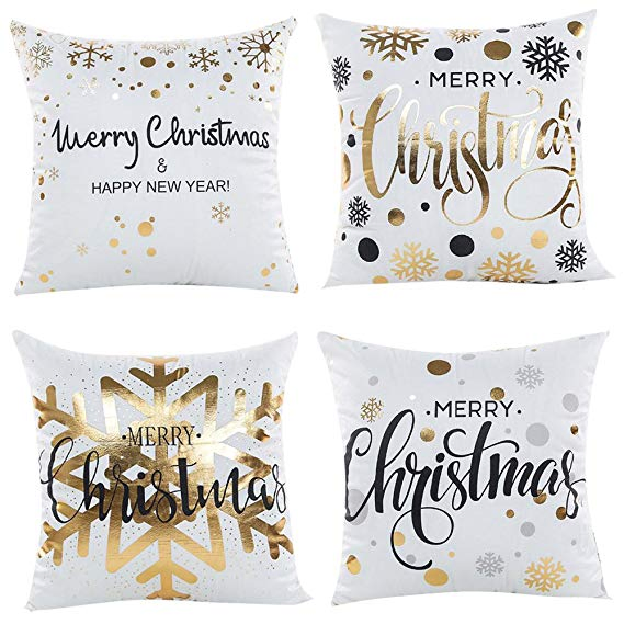 Metallic Printing Throw Cushions with Christmas Designs
