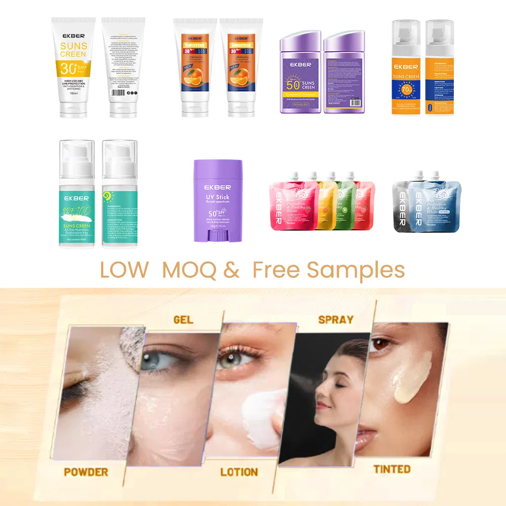 Ekber Natural Rice Face Sunscreen SPF50 Vegan Refreshing Non-Greasy Rice Sunscreen Lotion Private Label