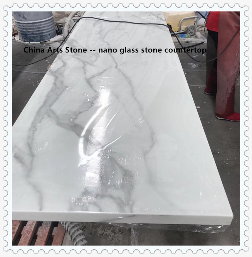 Artificial White Marble Granite Quartz Stone/ Jade Stone/ Nano Glass/ Crystallized Glass Countertop for Kitchen Countertop (no anti-dumping for USA market)