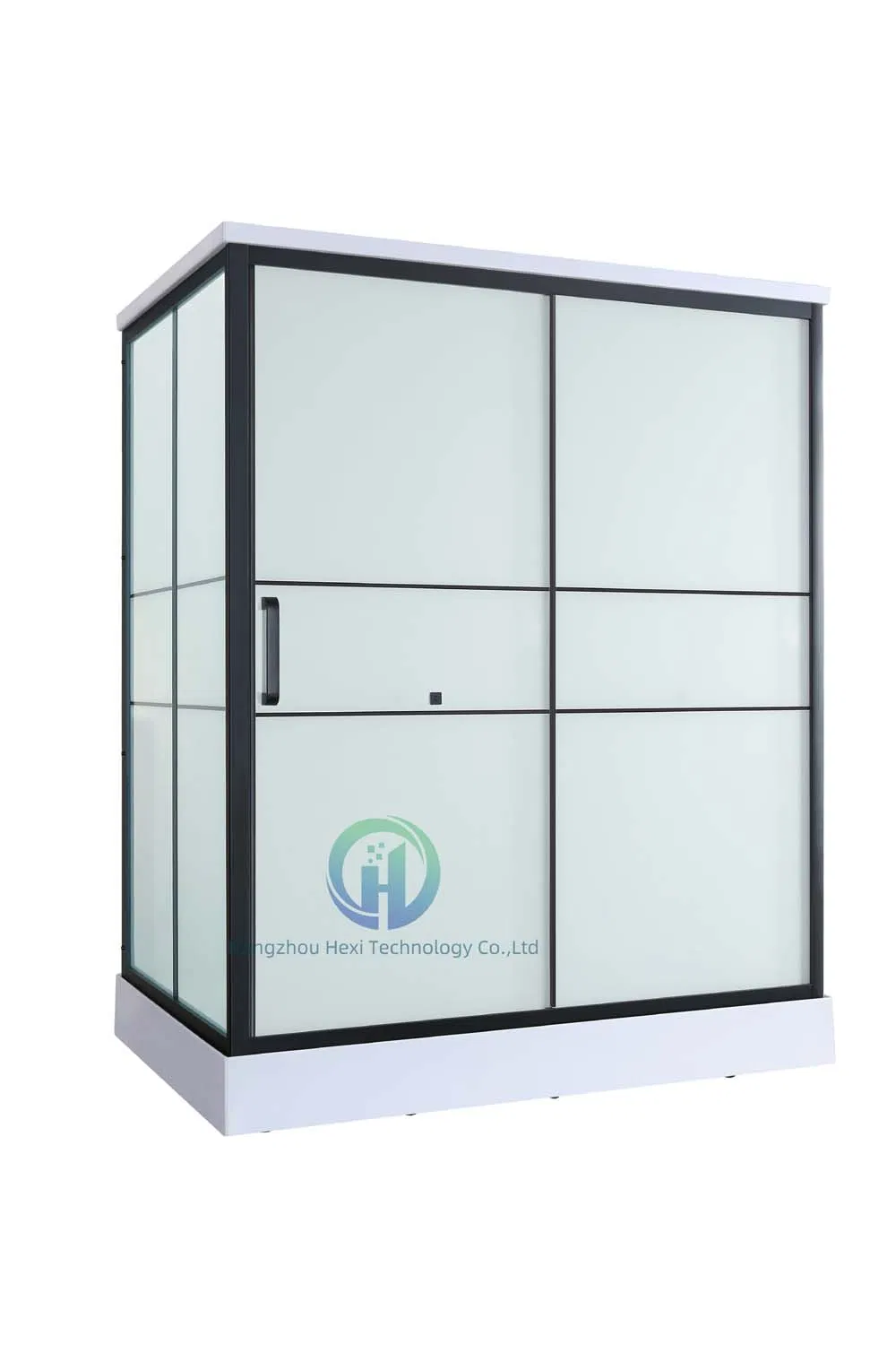 Prefab Bathroom Mobile Shower Room with Luxury Portable Shower Toilet, Frosted Tempered Glass One in All Portable Bathroom Modular Pods