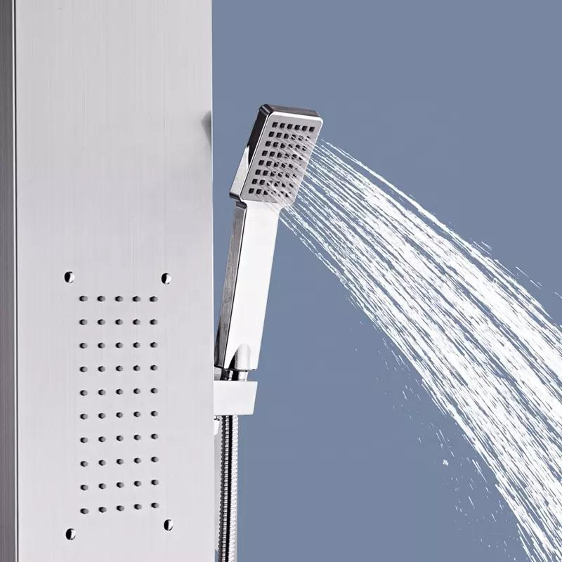 Shower Panel Bathroom Wall Mounted 201 Stainless Steel Waterfall Black Shower Column Set Tower Massage Body Jets Shower Panels