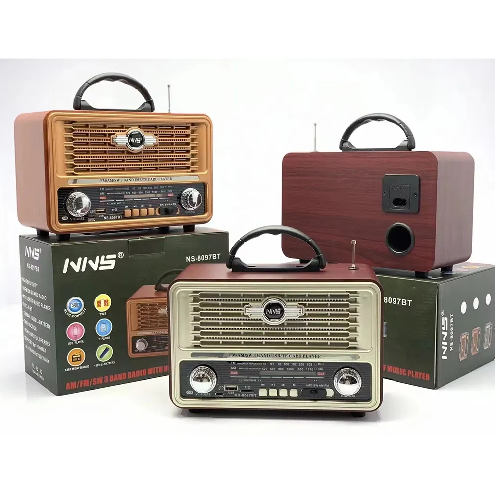 Ретро радио NS-8097BT с Bluetooth, деревянный корпус
