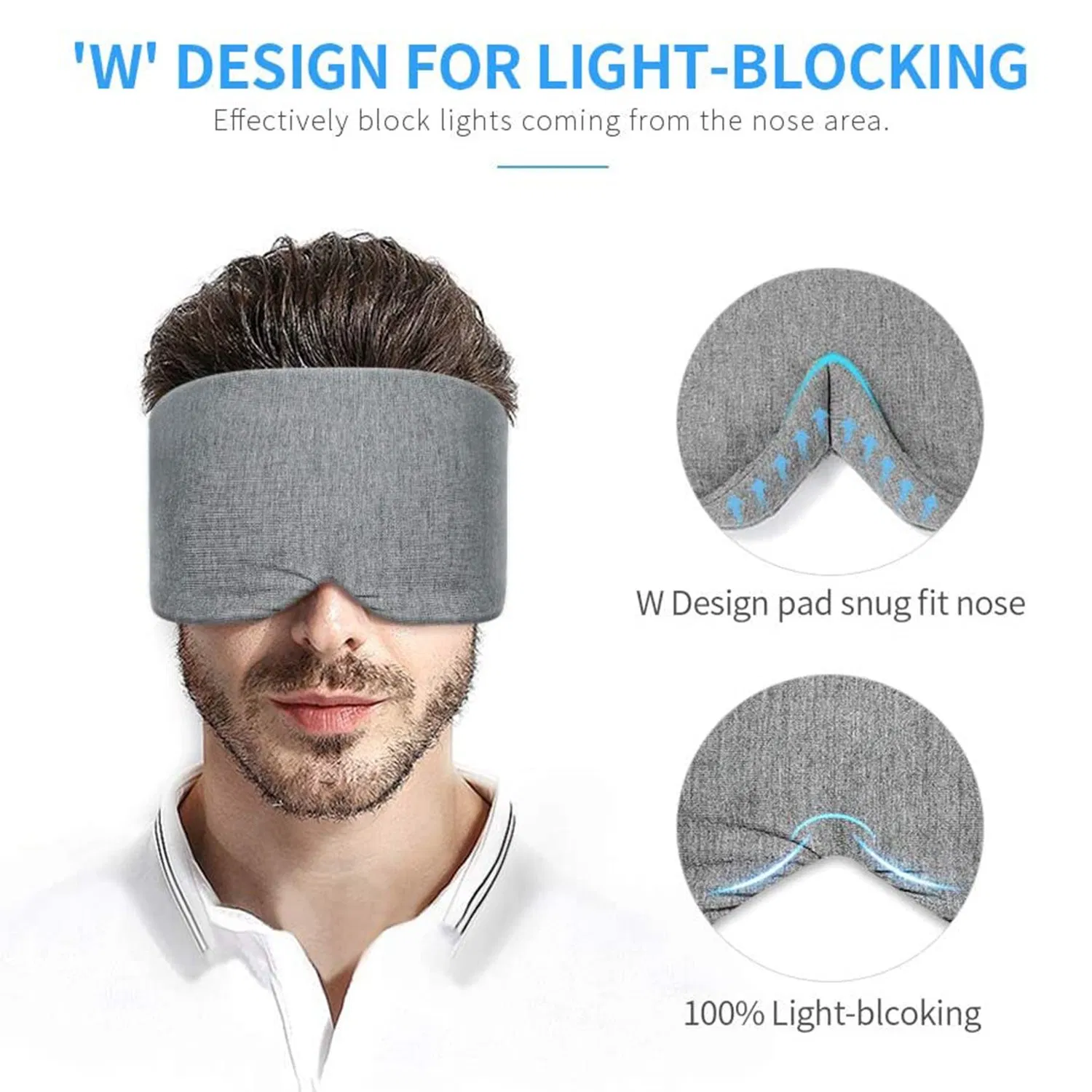 Cotton Wide Cover Sleep Mask Adjustable Blackout Eye Mask for Travel/Hotel Wholesale