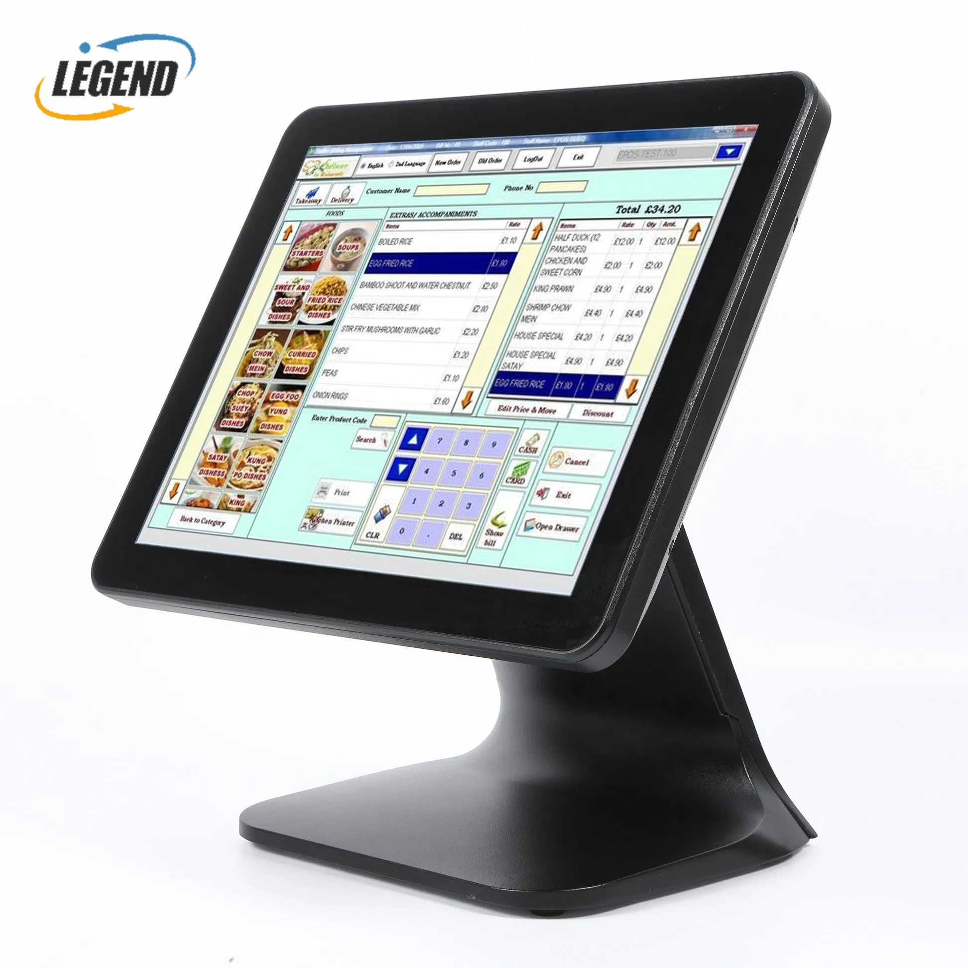 Manufacturer Hot Selling All in One POS Terminal 15" Touch Display POS System with VFD or 9.7" Customer Display