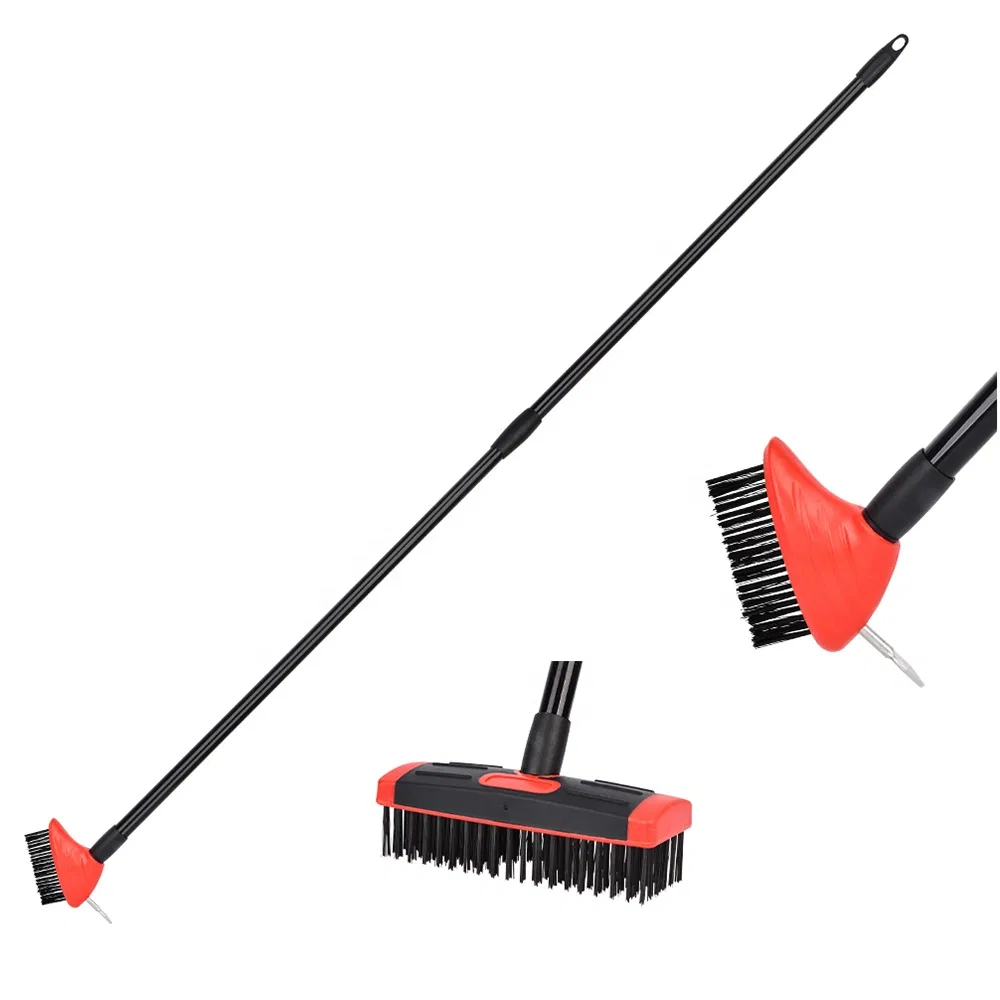 Multifunctional 3-in-1 Telescopic Adjustable Length Garden Floor Weed Cleaning Brush with Steel Spike