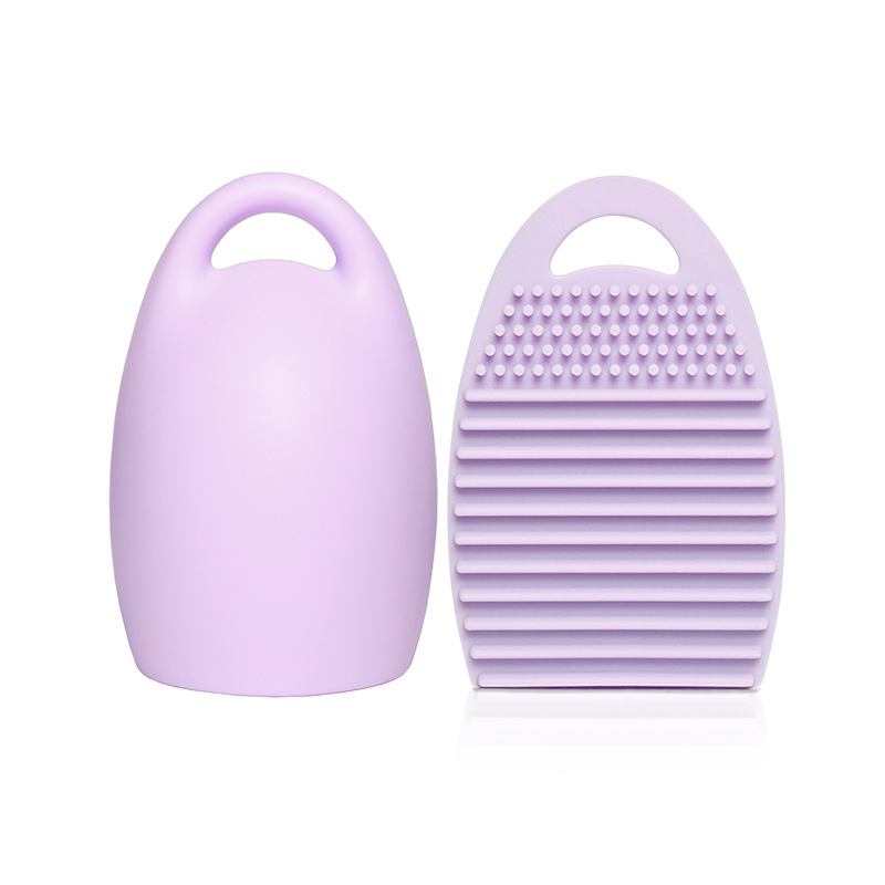 Silicone Handle Brush Cleaning Egg Customizable, Portable Mini Eyeshadow Brush Cleaning Pad Makeup Brush Cleaner Beauty