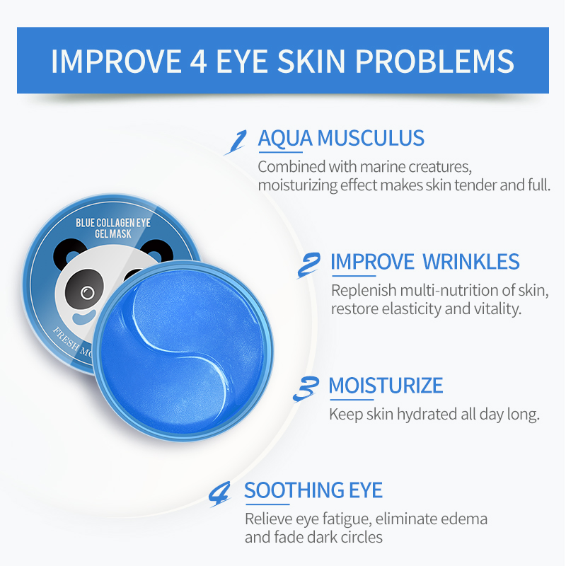Hot Selling Eye Care Moisturizing Texture Hydrating Serum Blue Collagen Eye Mask