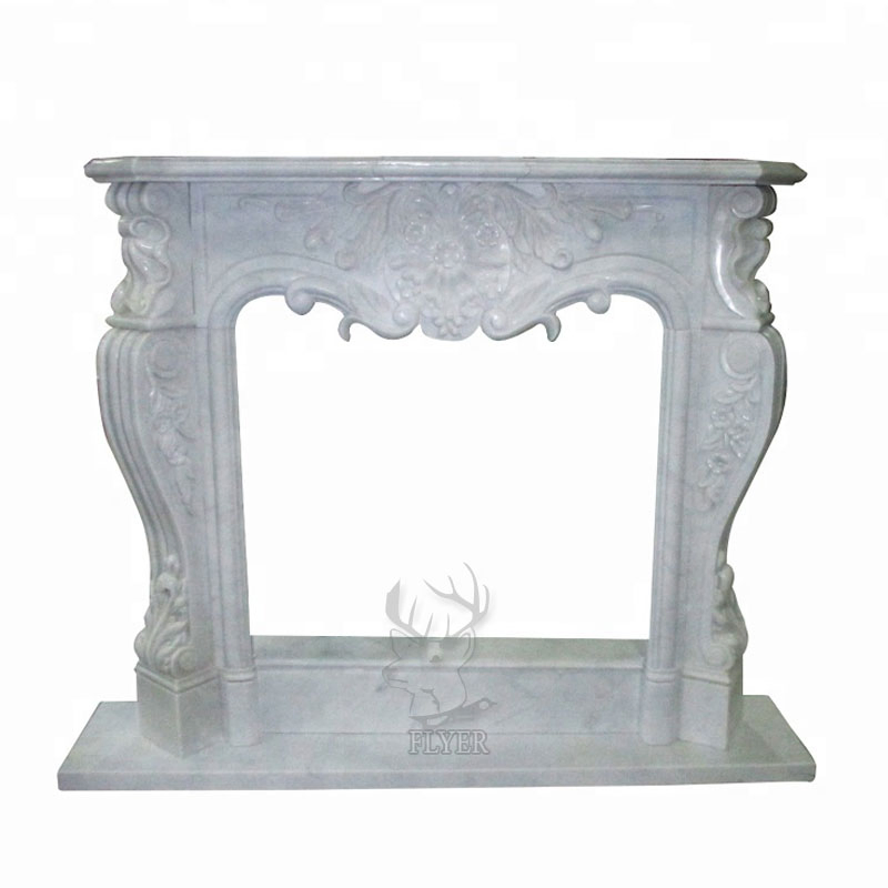 Modern Design Indoor Marble Carved Fireplace Surround White Marble Fireplace