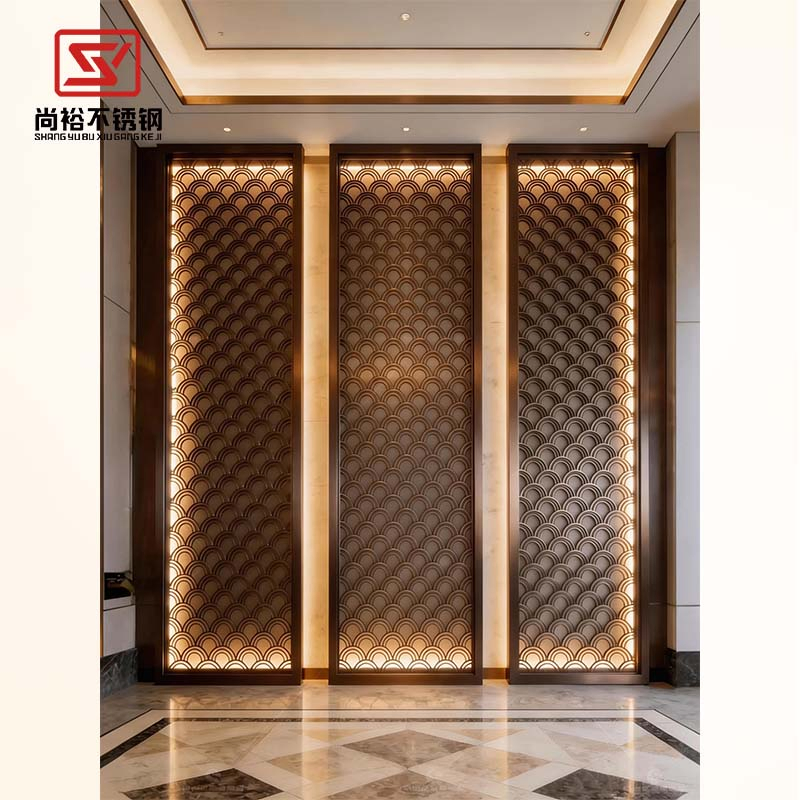 Chinese Style Modern Interior Stainless Steel Room Divider Hotel Screen Partition