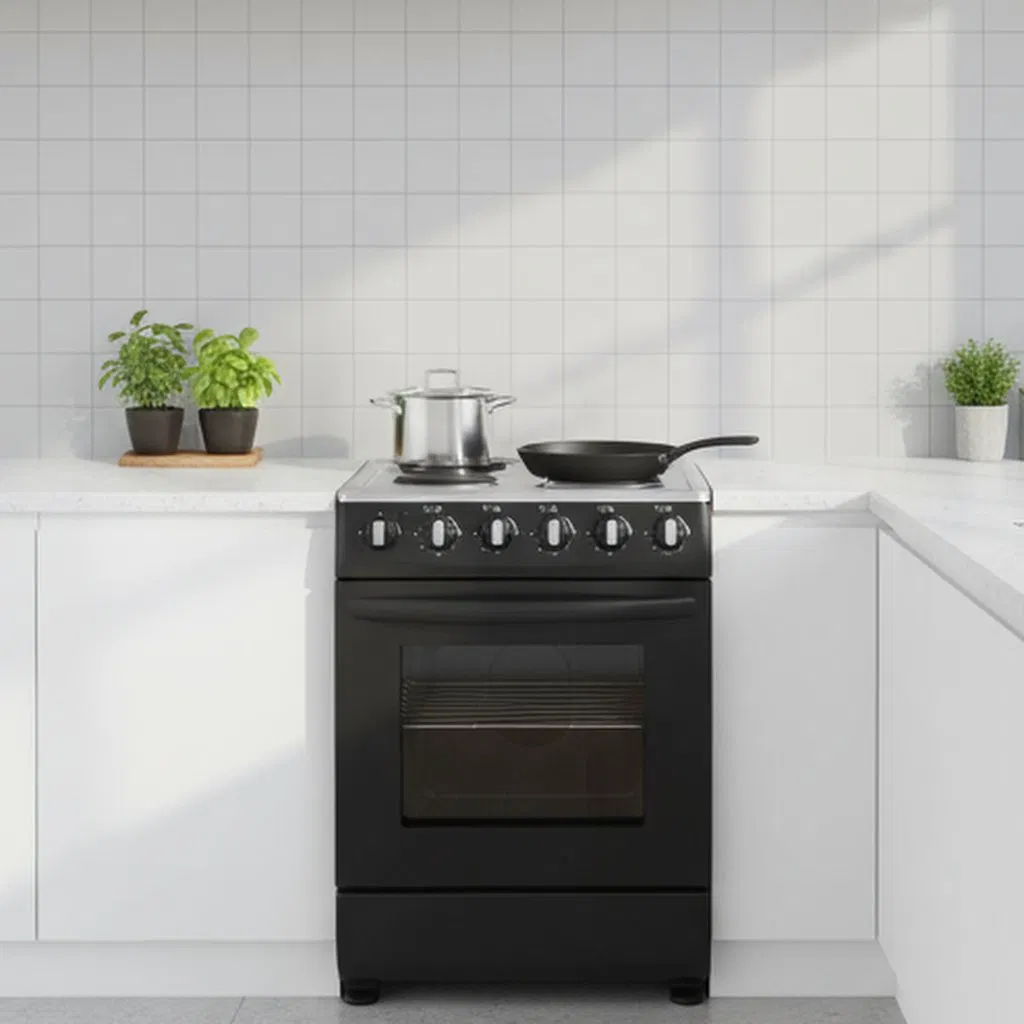 60cm Gensun Black Electric Oven with Enameled Grills and Optional Drawer