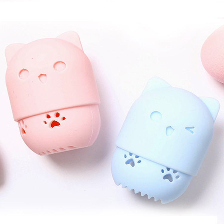Portable Travel Capsule Makeup Puff Holder Silicone Sponge Case Holder Powder Puff