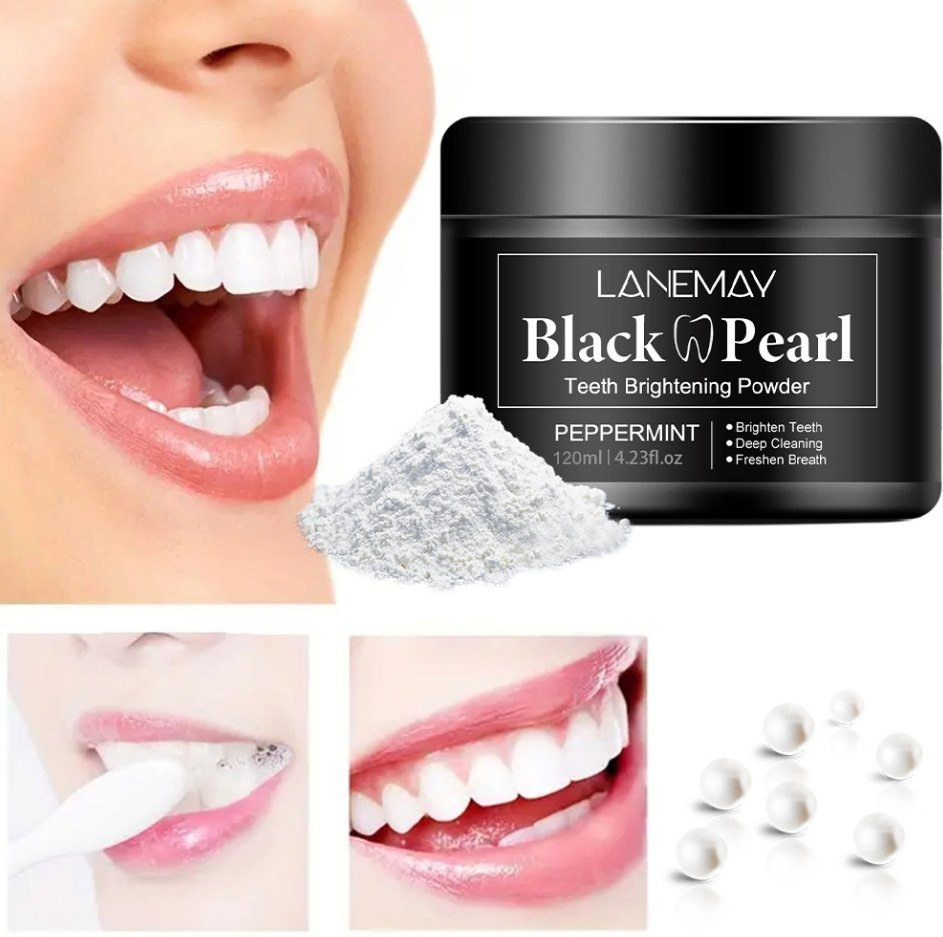 Black and Pearl Tooth Bleaching Powder Natural Organic Activated Bamboo Charcoal Teeth Whitening Powder Activated Charcoal Teeth Whitening Powder
