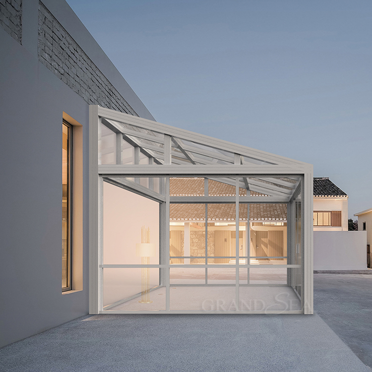 Customized Slant Roof Garden House Lean to Sunroom Aluminum Glass Sunroom for Solarium