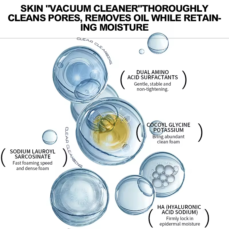 Vitamin C Facial Cleanser Hyaluronic Acid Infused Deep Cleansing Moisturizing Foam for Pore Cleaner Face