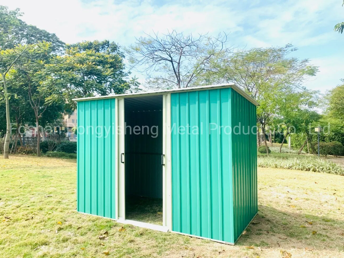 Easy Assembling Steel Panel Garden Shed Tool Kit Storage House with Flat Pent Roof and Double Sliding Doors RDS2618-G2