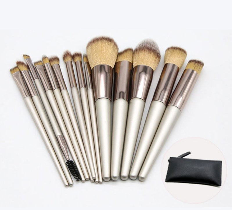 2021 Professional 14PCS Light Gold Color Makeup Brushes Set Private Label Foundation Set