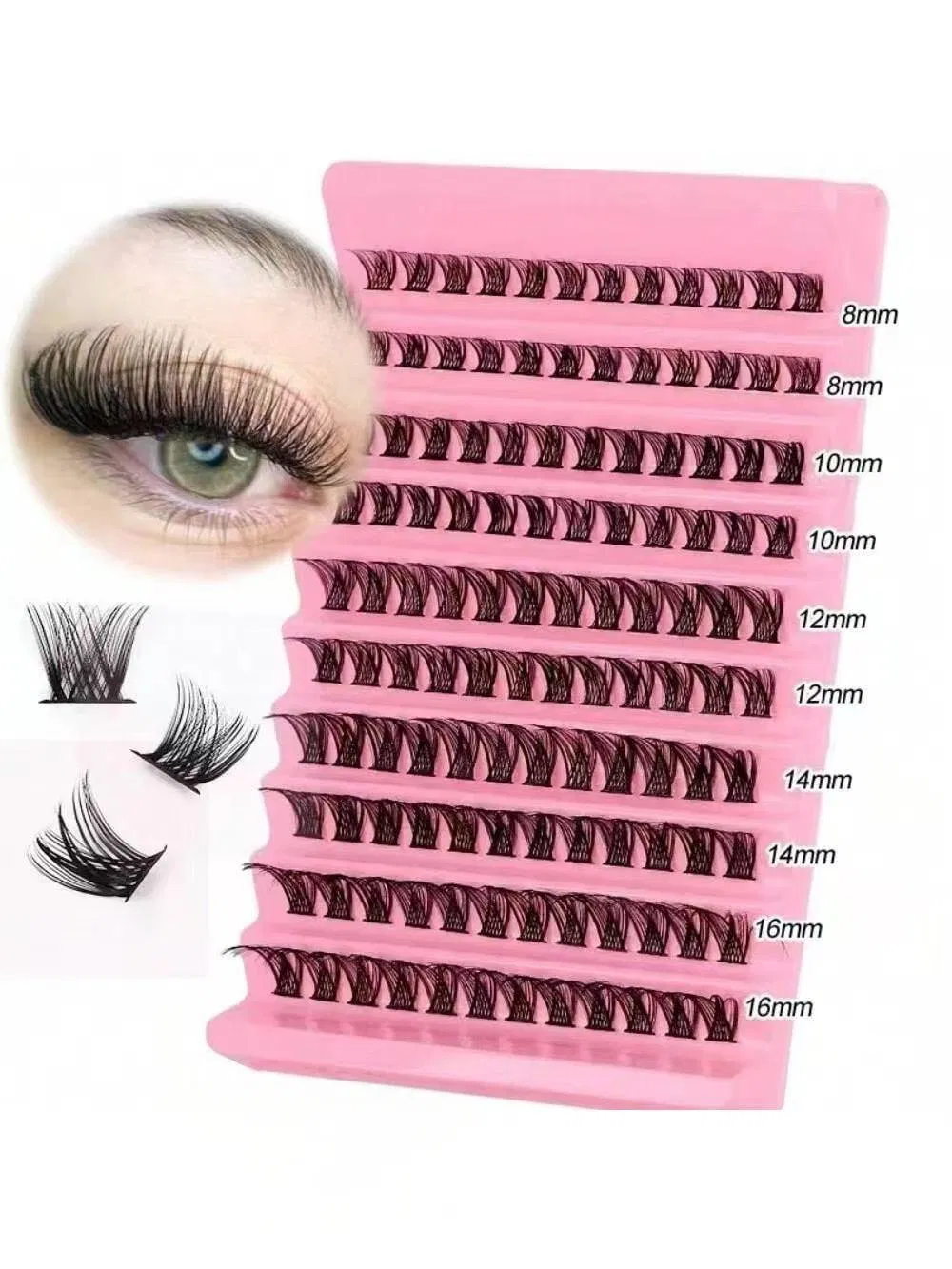 Large Capacity 100 Paira Soft Natural Women's Fox Lazy Sun Flower Eye Glue-Free Cross Border False Book Eyelash Sets