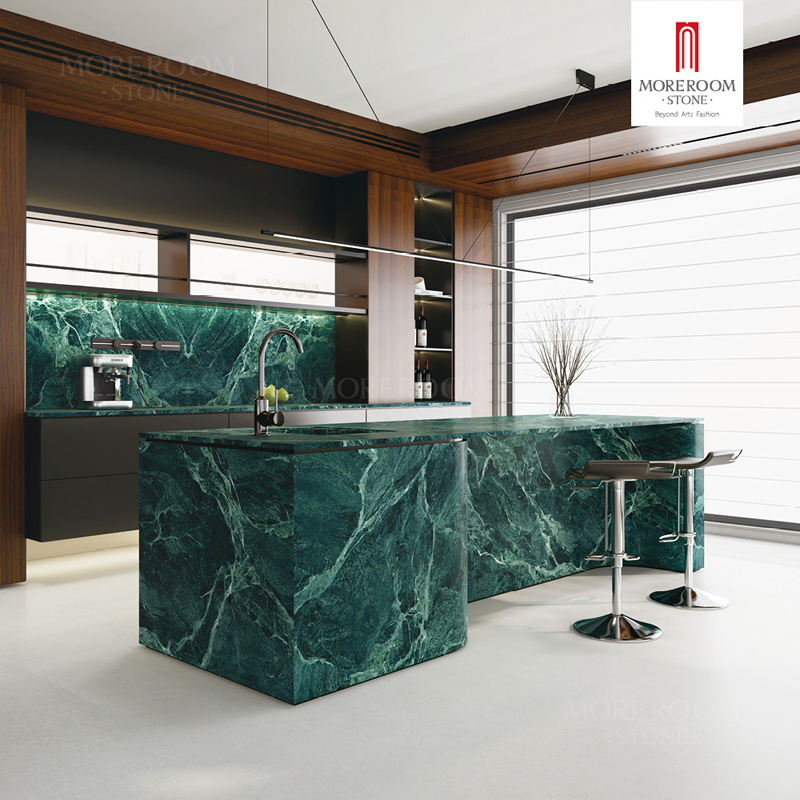 Sintered Stone Premium Prada Green Marble Slabs for Luxury Villa Flooring Design