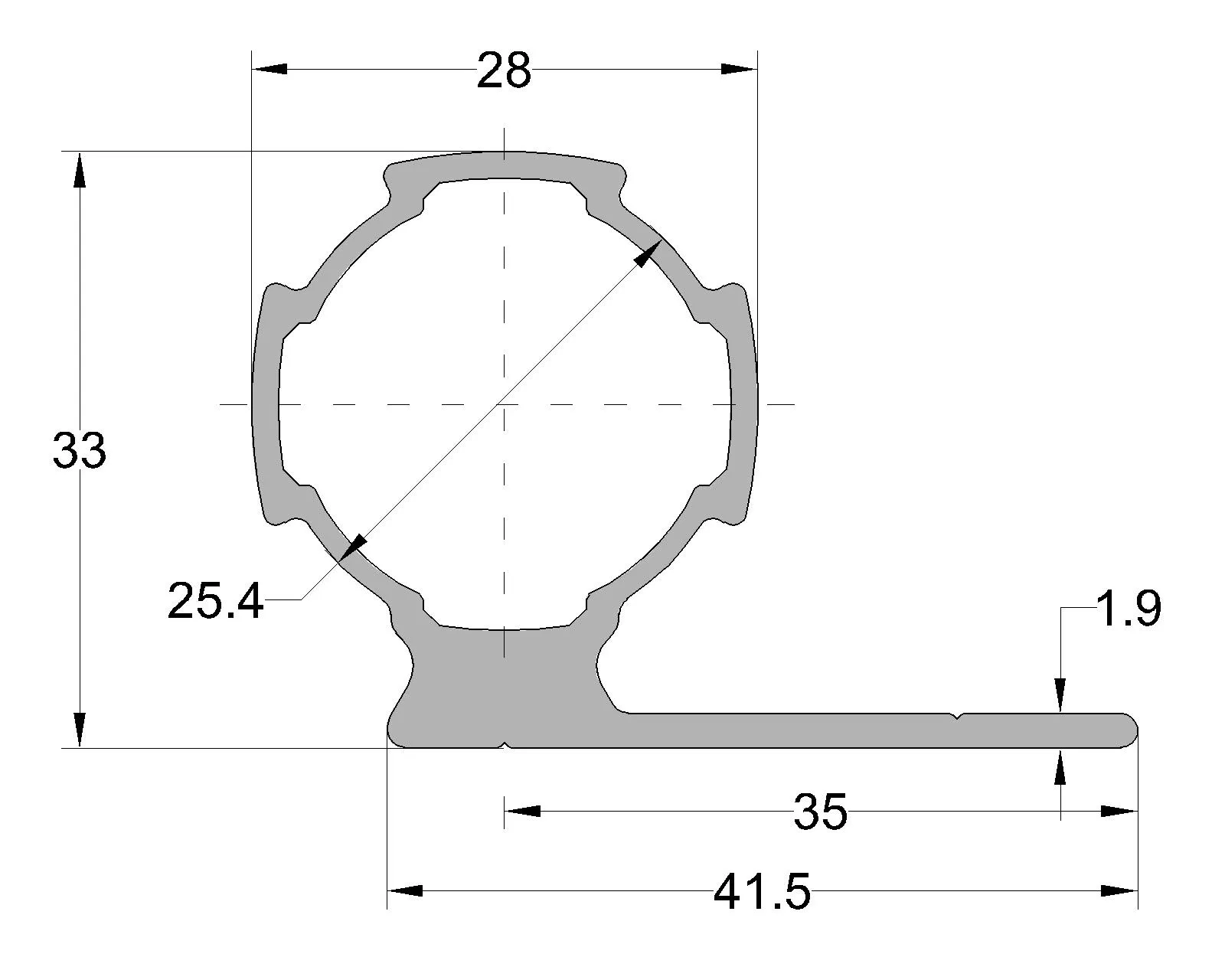 Aluminum Extrusion Pipe 28mm Lean Profiles Tube for Flow Rack