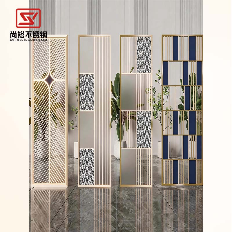 Modern Wavy Glass & Stainless Steel Room Divider - Luxury Customizable Entryway Partition with Minimalist Living Room Screen