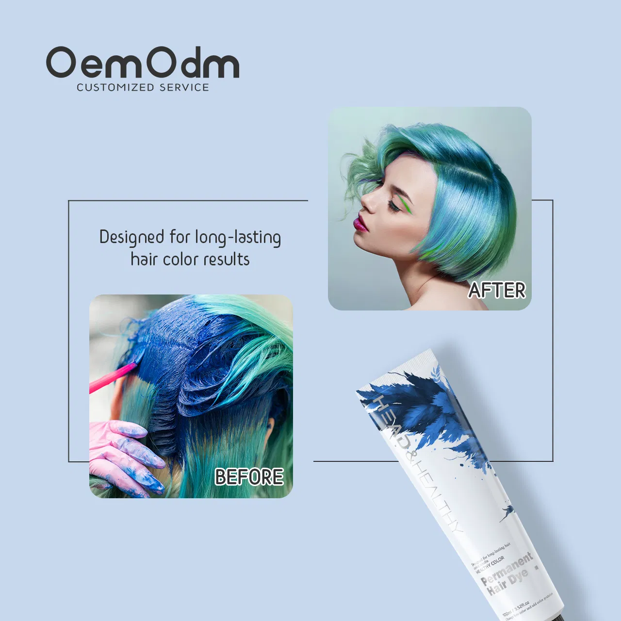 Custom Pack Hair Dye Shampoo Cream 100ml for Beautiful Color