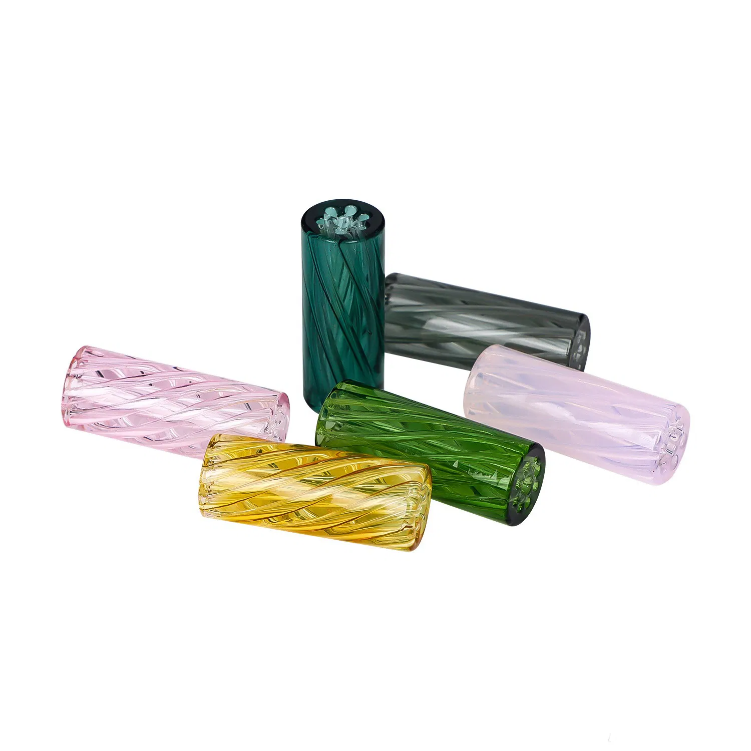 Wholesales Inner Triangular Spiral Glass Mouth Tips Somking Glass Tip Transparent Mouth Glass Crafts