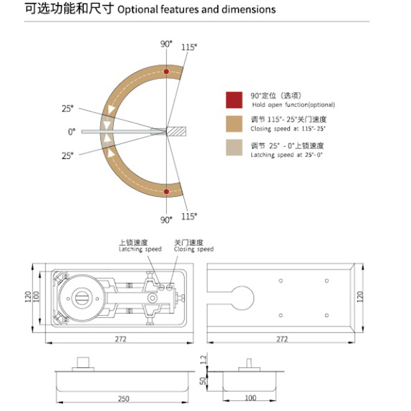 Glass Door Closer Hydraulic Heavy Duty Machine Spring Floor Hinge