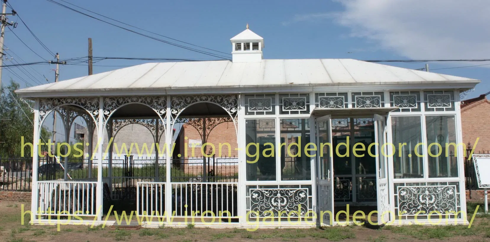 Large Metal Glasshouses Gazebo Garden Yard Decoration