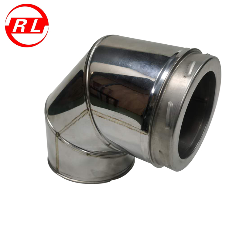 90 Degree Silver White Spiral Style Double Wall Elbow Chimney Duct