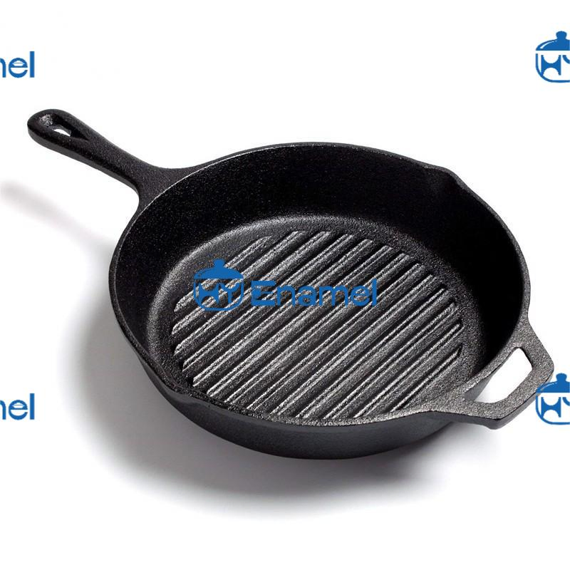 Hot Sales 8.5inch Round BBQ Cast Iron Grill Pan with Cast Iron Handle
