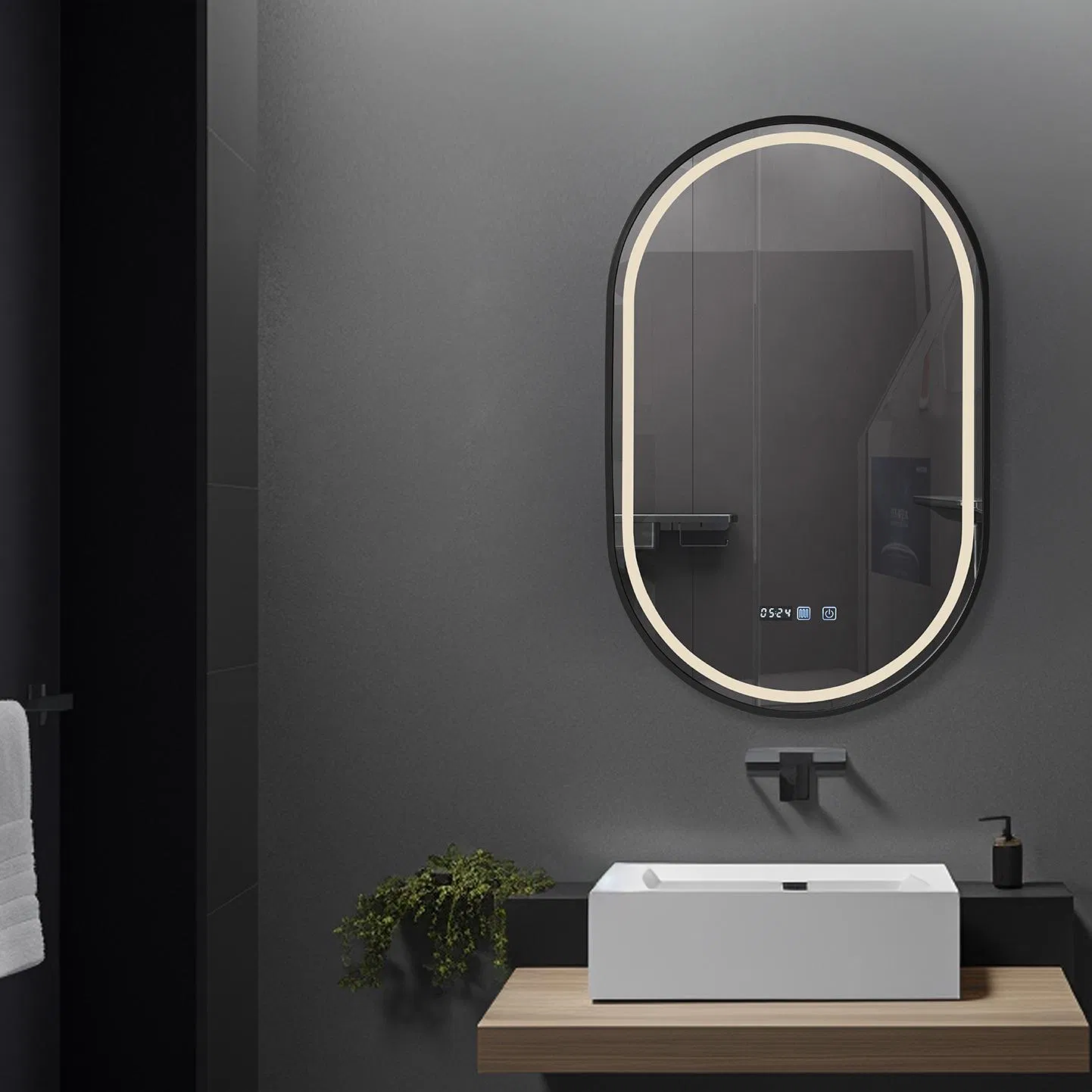 Anti-Fog Racetrack 50X80 Heavy-Duty Waterproof Bathroom Vanity Mirror