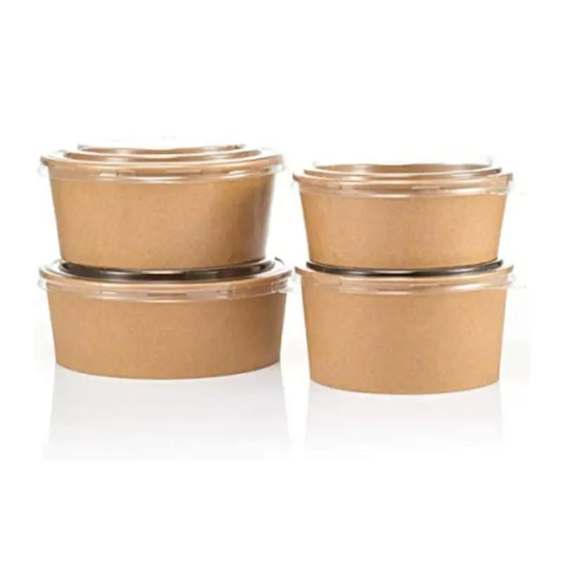 Wholesale Disposable Kraft Paper Soup Bowls Kraft Bowl 1000 Ml Ith Lid