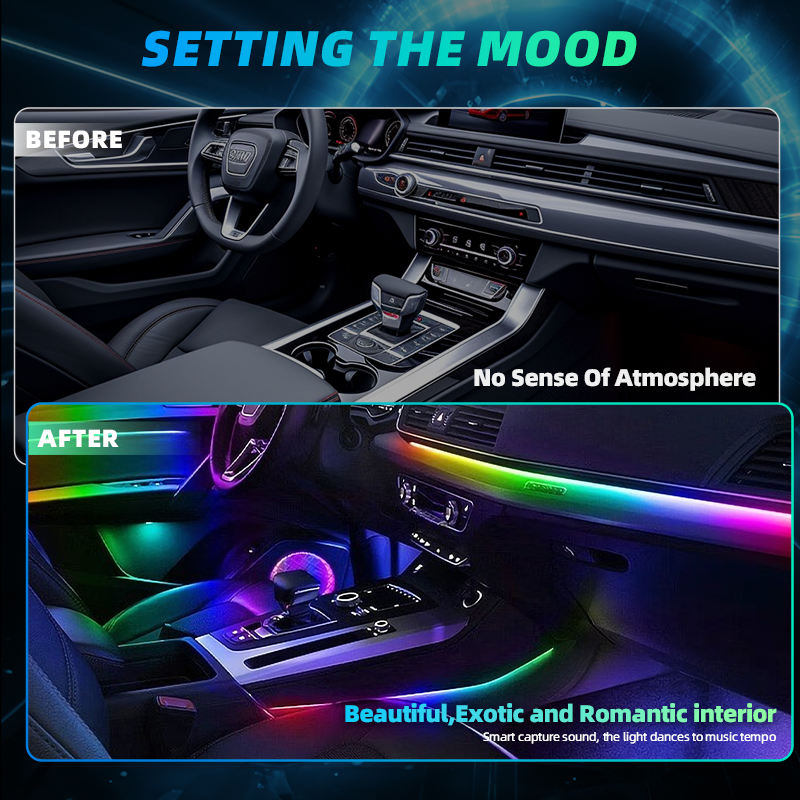 Автомобильная RGB подсветка салона 18 в 1, 64 цвета