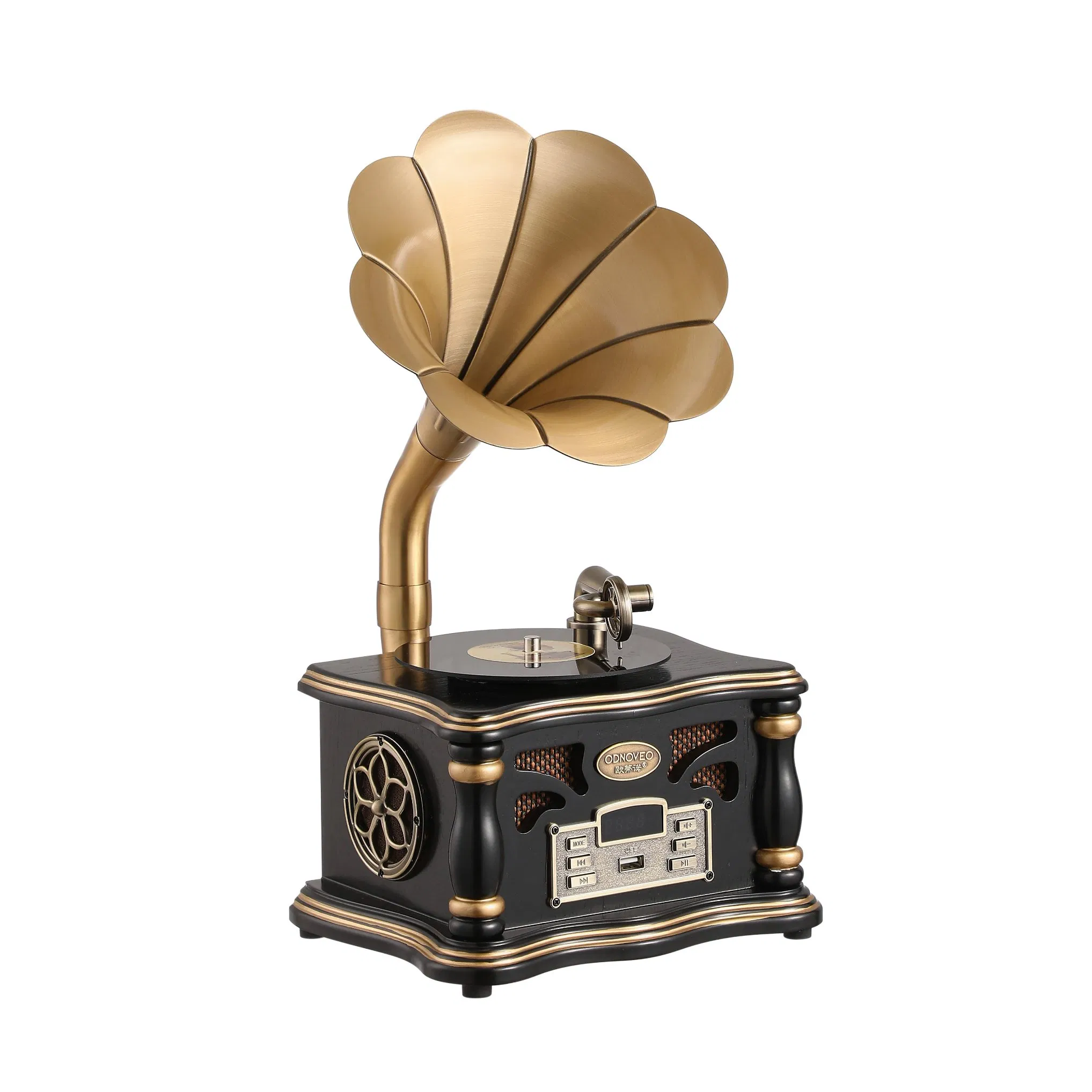 Retro Home Decor Art Music Box Art Speaker Vintage Phonograph Bluetooth Speaker Turntable Record Player with USB/Aux