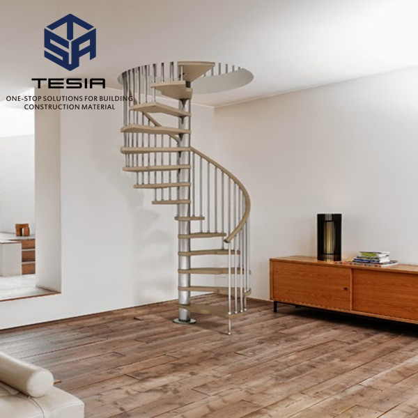 Factory Customize Indoor Wood LED Mobile Platform Spiral Staircase