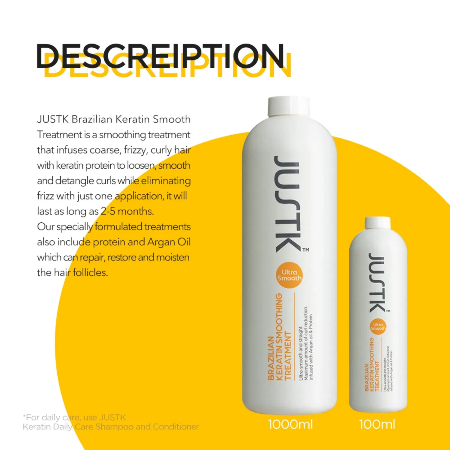 Justk Professsionl Hair Treatment Salon Product Brazil Keratin Smoothing Treatment Formaldehyde Free