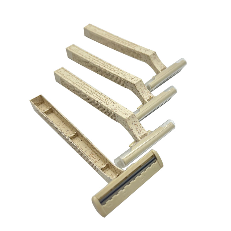 OEM Biodegradable Wheat Straw Twin Blade Shaving Razor with Recyclable Material