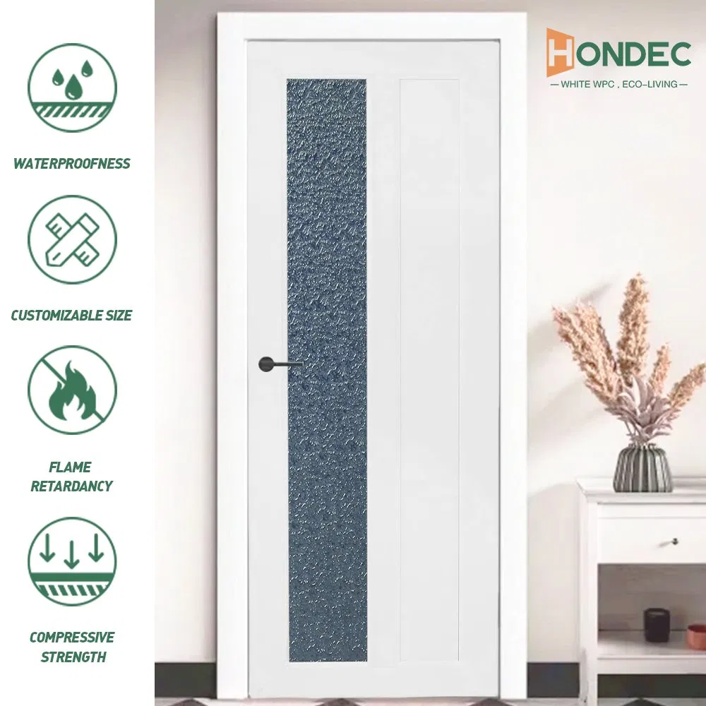 Factory Direct Sales High Quality Customizedpvc Splicing Door with Vertical Glass Slots and Reinforced Side Profiles for Stable Daily Use MDF Wooden Solid Water