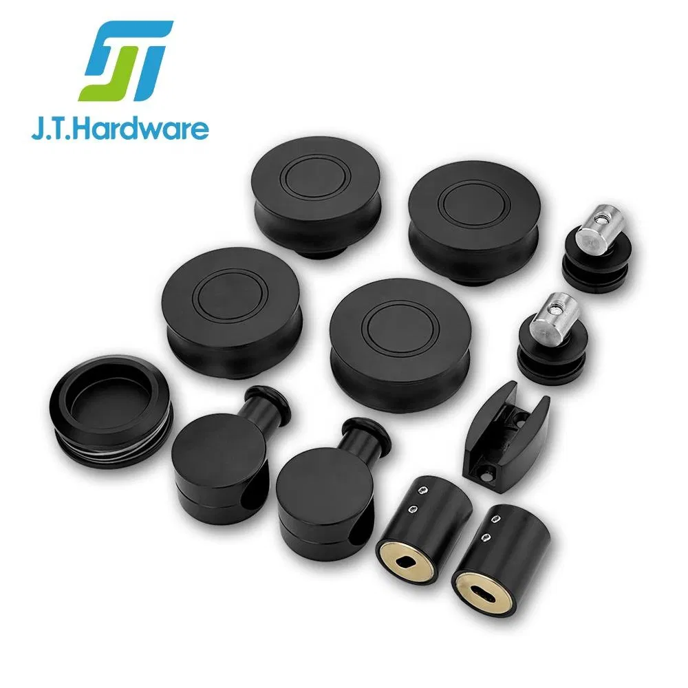 304 316 Stainless Steel Door Hardware Matte Black 180 Degree Frameless Sliding Shower Door System