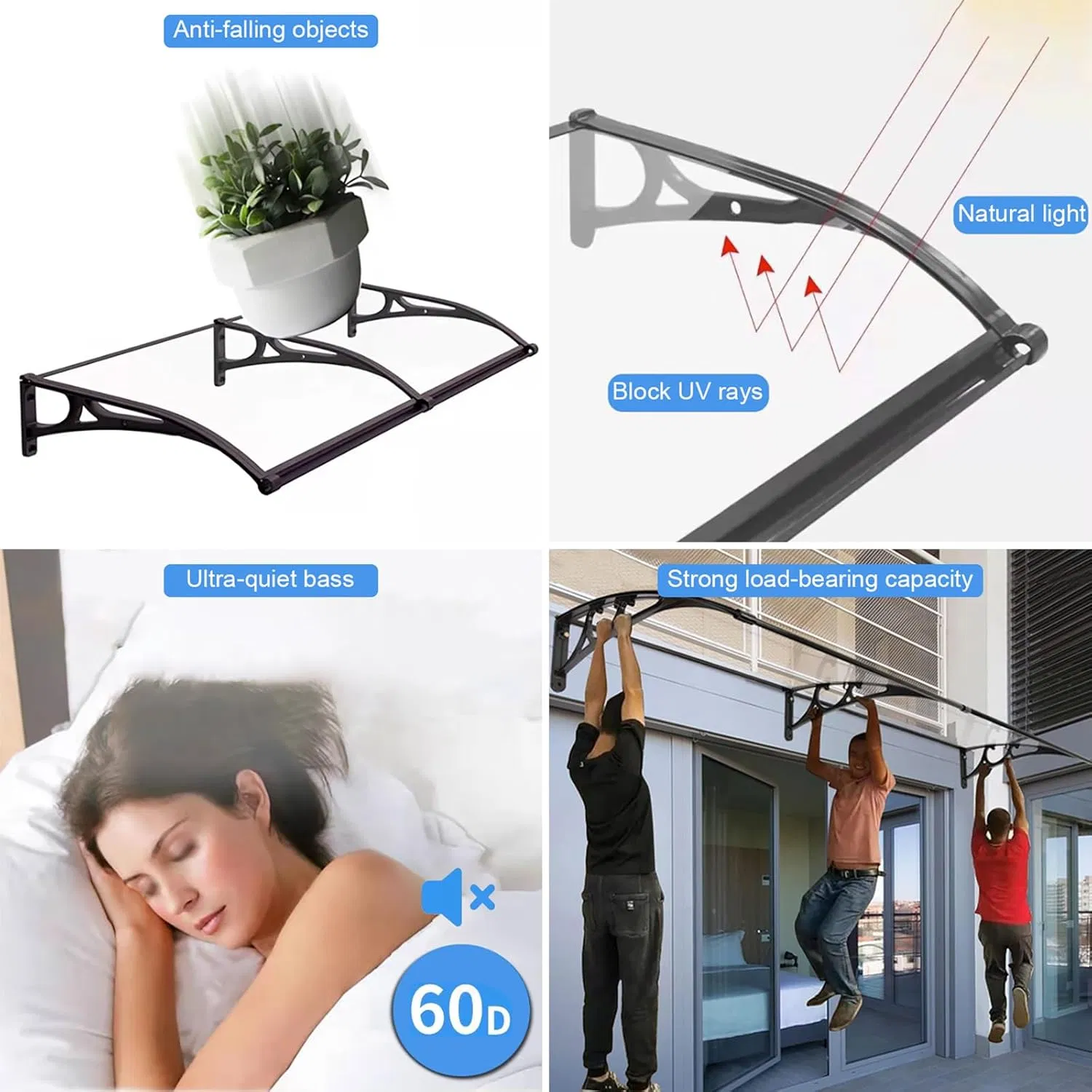 Aluminum Alloy Large Sink Window Awning, UV Rain Snow Protection Awning